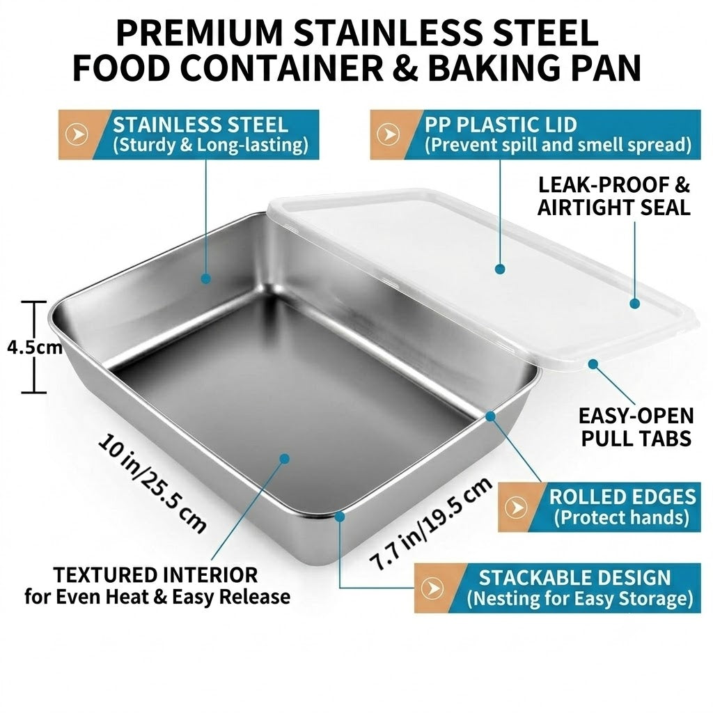 2000ml Stainless Steel Food Storage Container