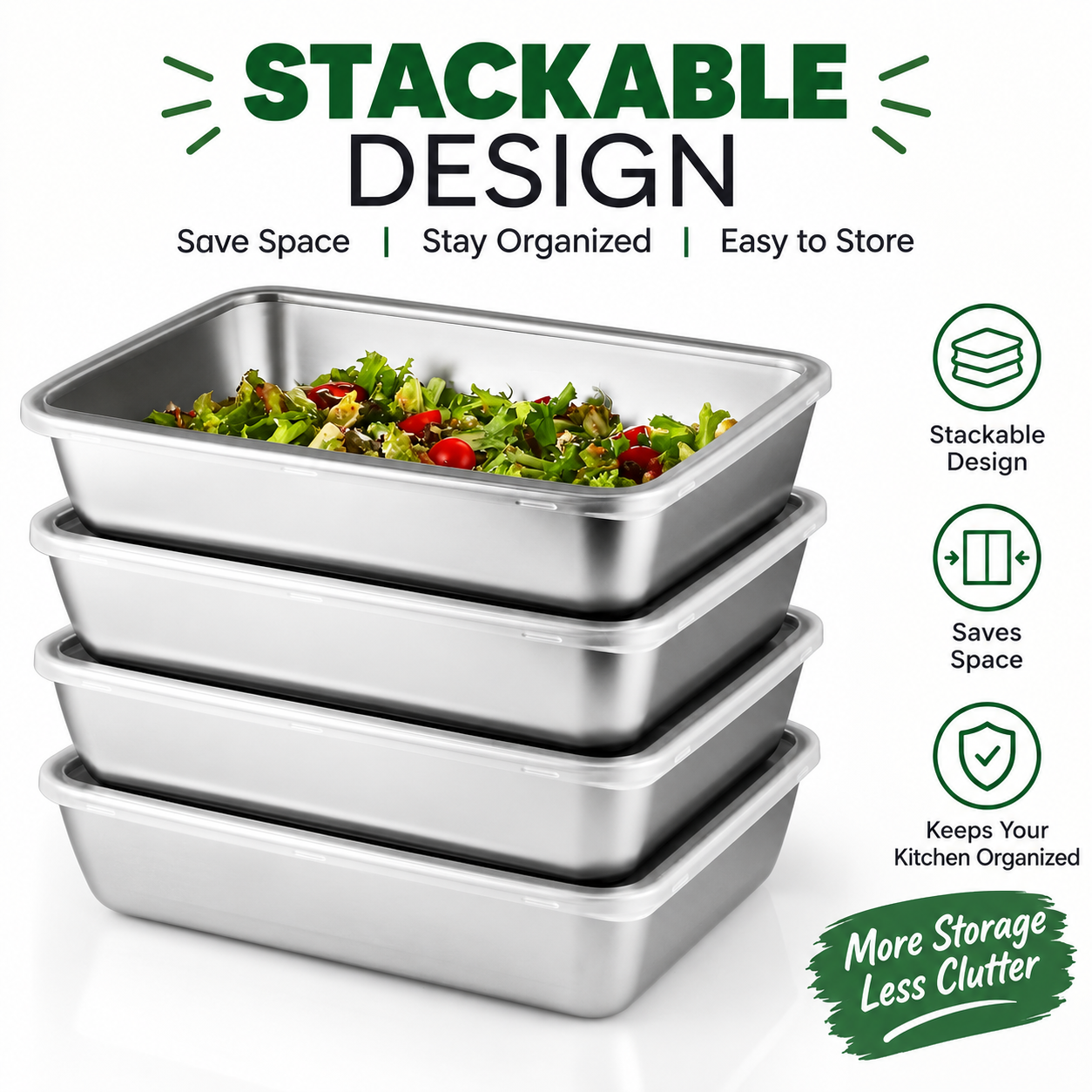 2000ml Stainless Steel Food Storage Container