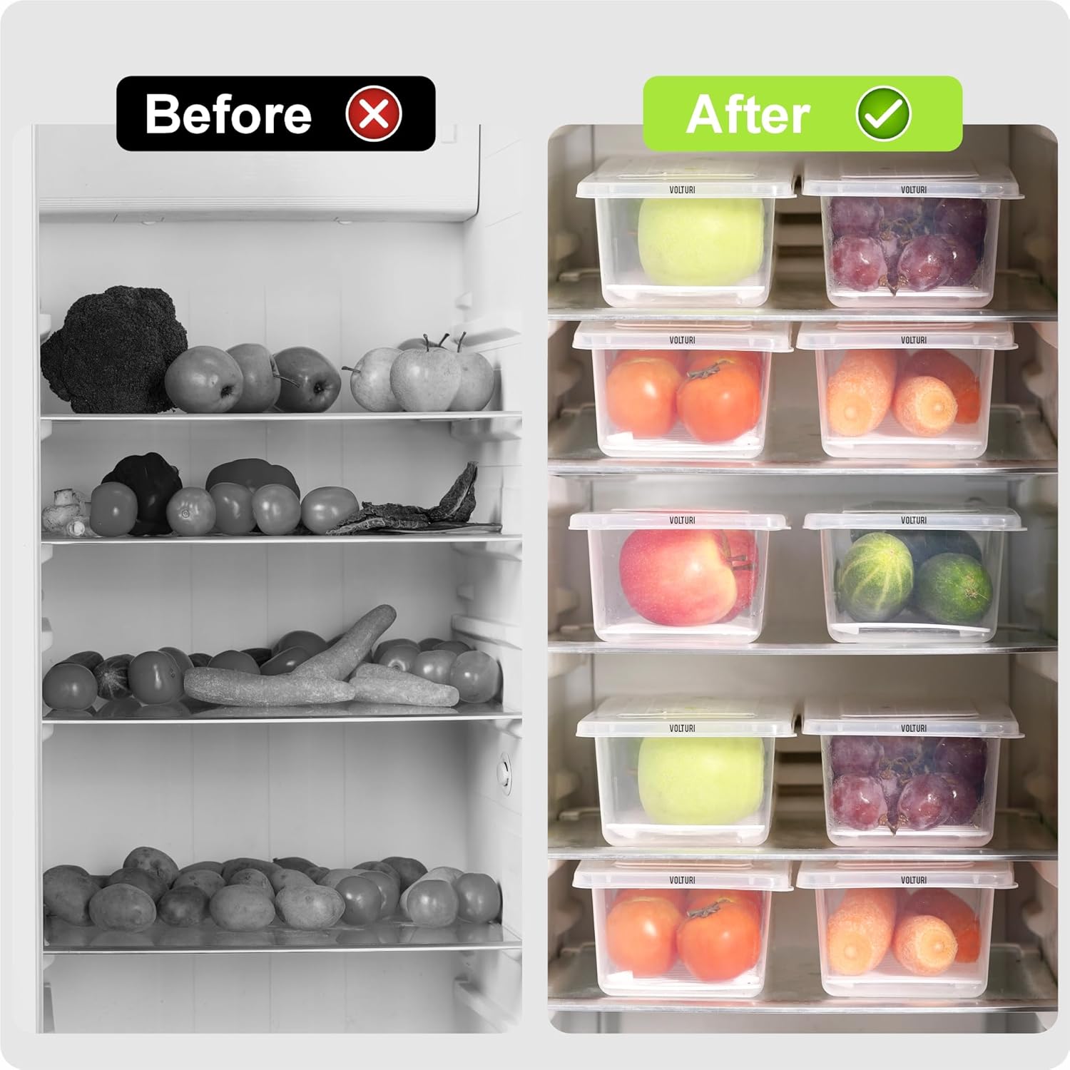Fruit & Vegetable Storage Container with Drain Tray 🍒🍇🍋