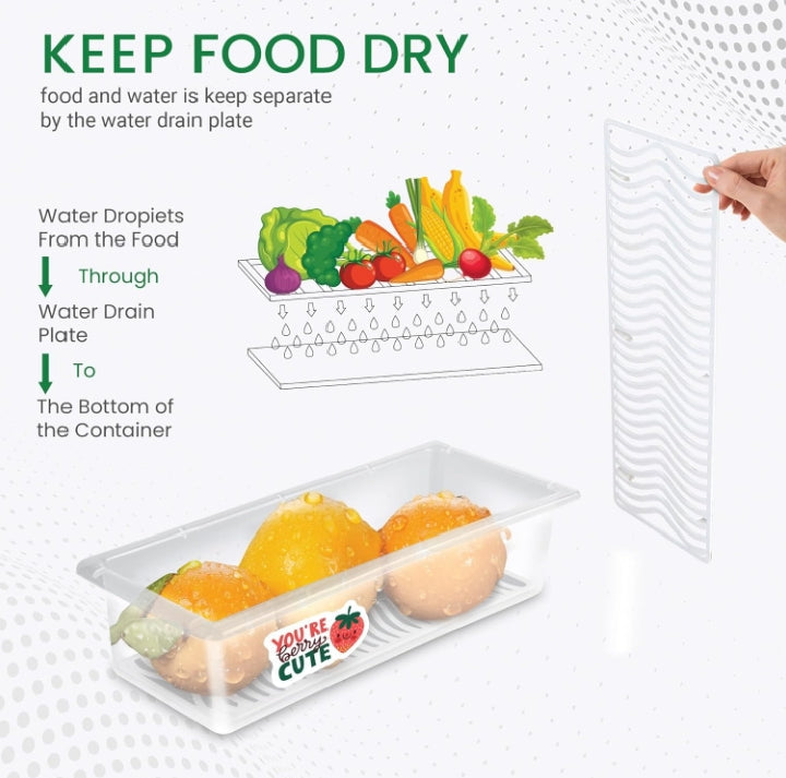 Fruit & Vegetable Storage Container with Drain Tray 🍒🍇🍋