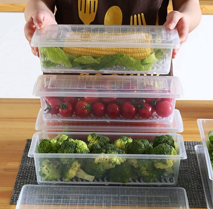 Fruit & Vegetable Storage Container with Drain Tray 🍒🍇🍋