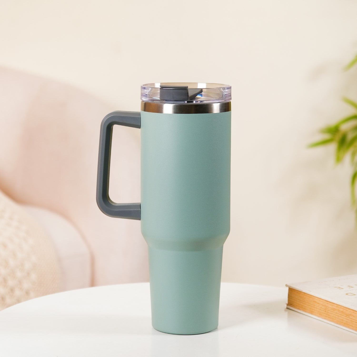 Steel Drink Bottle With Handle For Travel Leakproof Insulated Green 1200ml